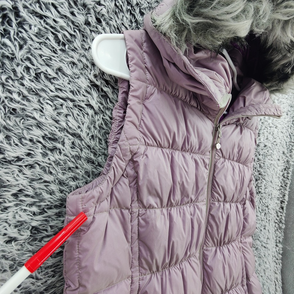 Eddie Bauer Womens Gorpcore Quilted Outdoor Down Puffer Vest M Lavender Hood - Picture 9 of 16